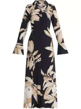 Платье миди с цветочным принтом Hemant And Nandita, черный