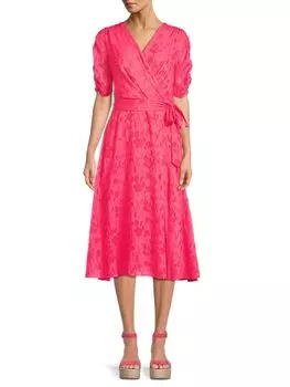 Платье миди с цветочным принтом и запахом Dkny, цвет Melon