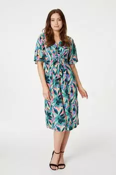 Платье миди с цветочным принтом и завязками спереди Izabel London, зеленый