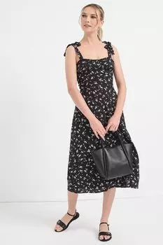 Платье миди с цветочным принтом и разрезом по бокам Tommy Jeans, белый