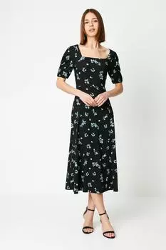 Платье миди с цветочным принтом и завязкой на спине Dorothy Perkins, мультиколор