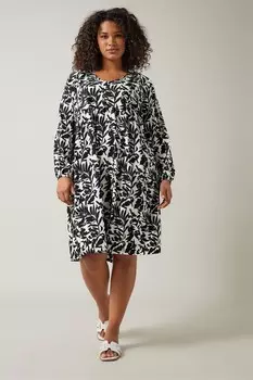 Платье миди с цветочным принтом и складками Evans, белый