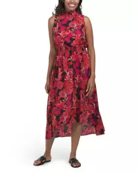 Платье миди с цветочным принтом и присборенной талией Nanette Nanette Lepore, черный