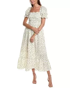 Платье миди с цветочным принтом JL LUXE, синий