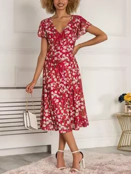 Платье-миди с цветочным принтом Jolie Moi, пурпурный