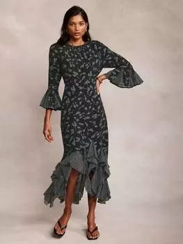 Платье миди с цветочным принтом Mint Velvet, черный