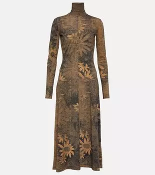 Платье миди с цветочным принтом Mm6 Maison Margiela, коричневый