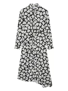 Платье миди с цветочным принтом MSGM, черный
