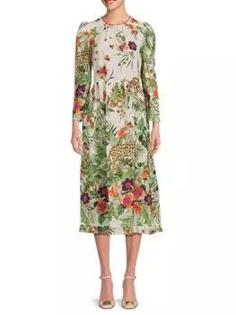 Платье-миди с цветочным принтом Redvalentino, цвет Milk