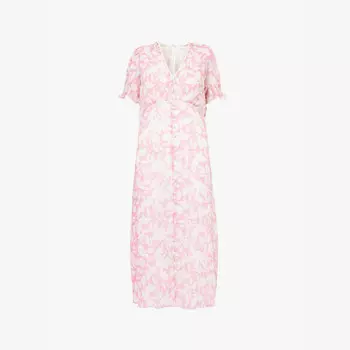Платье миди с цветочным принтом Sally Ann Aspiga, розовый