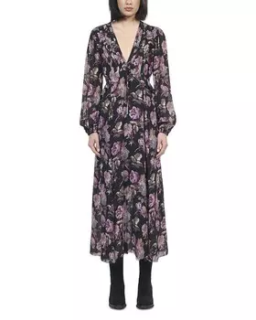 Платье миди с цветочным принтом The Kooples, мультиколор