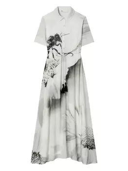 Платье миди с цветочным принтом Tory Burch, серый