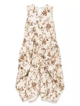 Платье миди с цветочным принтом Uma Wang, коричневый