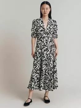 Платье миди с цветочным рисунком madi Ghost, черный/разноцветный