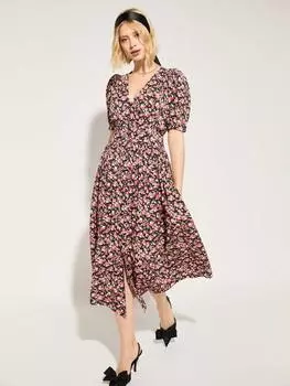 Платье миди с цветочным узором из холли Baukjen, черный/разноцветный