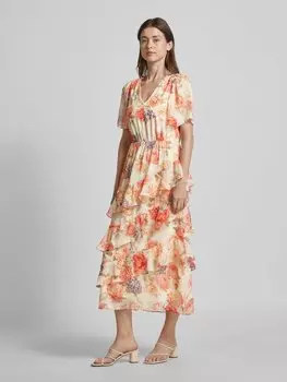 Платье миди с цветочным узором модель 'MILLA' Vero Moda, розовый