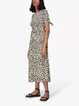 Платье миди с далматинской сборкой Whistles, черно-белое