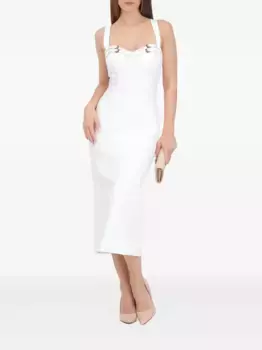 Платье миди с декорированной пряжками Versace Jeans Couture, белый