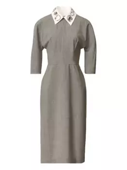 Платье миди с декорированным воротником Fabiana Filippi, серый