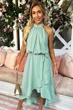 Платье миди с длинной спиной и вырезом бретельками Ax Paris, синий