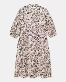 Платье миди с длинным рукавом в цветочный принт Couchel, белый