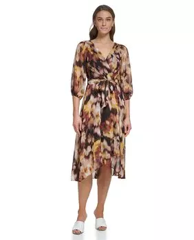 Платье миди с длинными рукавами DKNY, мультиколор