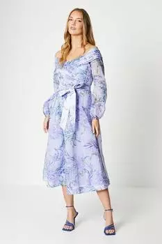 Платье миди с длинными рукавами и плиссированным лифом и бардо Coast, фиолетовый