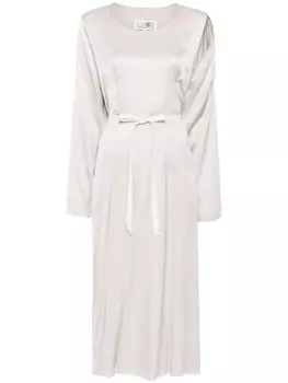 Платье миди с длинными рукавами и бантом MM6 Maison Margiela, серый