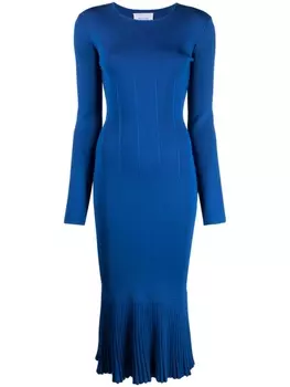 Платье миди с длинными рукавами и оборками Galvan London, синий