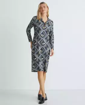 Платье миди с длинными рукавами и рубашечным воротником Guitare, цвет Verde Anticuario