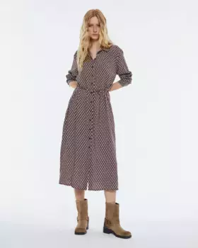 Платье-миди с длинными рукавами и принтом Andam, бордовый