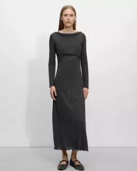 Платье миди с длинными рукавами и маркированными швами Parfois, темно-серый