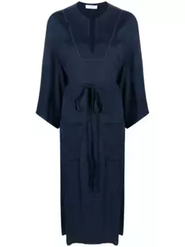 Платье миди с длинными рукавами и поясом Fabiana Filippi, синий