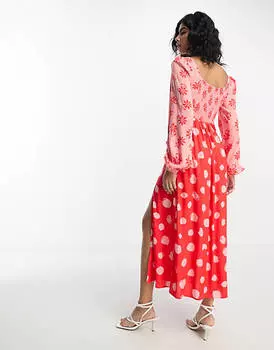 Платье миди с длинными рукавами и длинными рукавами из вискозы ASOS DESIGN