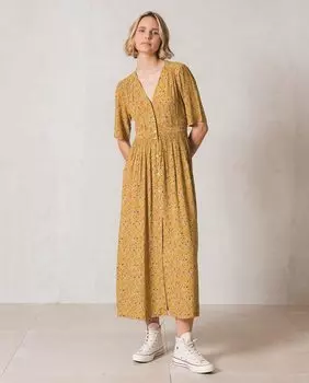 Платье миди с длинными рукавами и V-образным вырезом Indi & Cold, зеленый