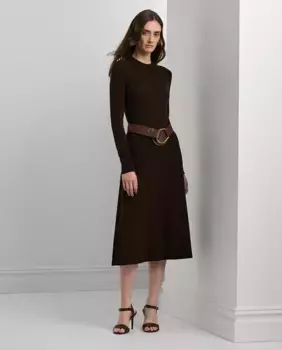 Платье миди с длинными рукавами Lauren Ralph Lauren, коричневый