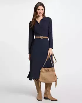 Платье миди с длинными рукавами Morgan, синий