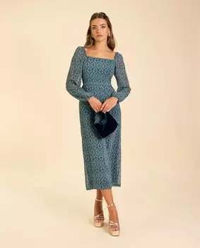 Платье миди с длинными рукавами The-Are, зеленый