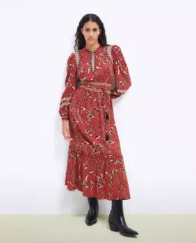 Платье миди с длинными рукавами Tintoretto, красный