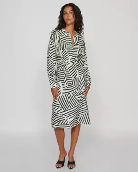 Платье миди с длинными рукавами Vila, бежевый