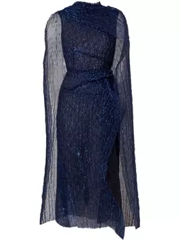 Платье миди с драпировкой ERDEM, синий