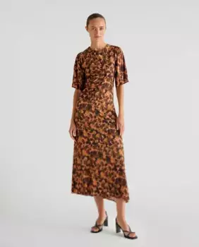 Платье миди с драпировкой и короткими рукавами Scalpers, мультиколор