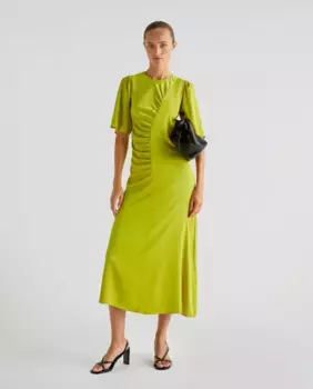 Платье миди с драпировкой и короткими рукавами Scalpers, желтый