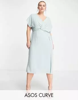Платье миди с драпировкой и перекручиванием спереди ASOS DESIGN Curve