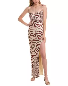 Платье-миди с драпировкой и воротником-хомутиком Nicholas Ariah, красный