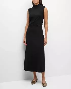 Платье миди с драпировкой из джерси Couture Brunello Cucinelli, цвет C036 Black
