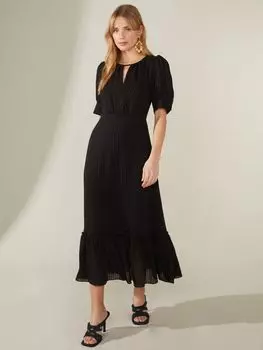 Платье миди с фактурной вырезкой Ro&Zo, черный