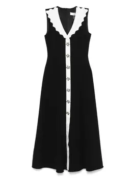 Платье миди с фестончатым воротником NISSA, черный