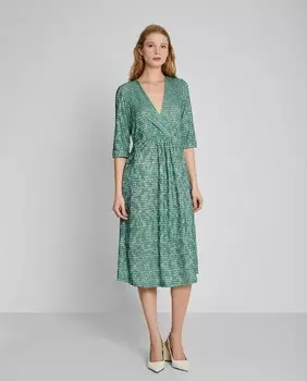 Платье миди с французскими рукавами и принтом Trucco, мультиколор