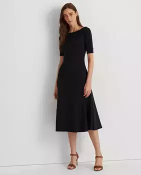 Платье миди с французскими рукавами Lauren Ralph Lauren, темно-синий